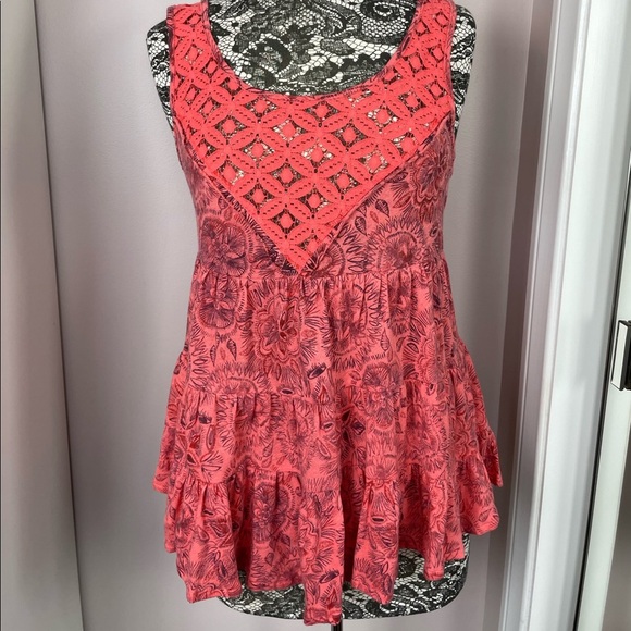 Free People orange tiered swing top size small. - Picture 1 of 4